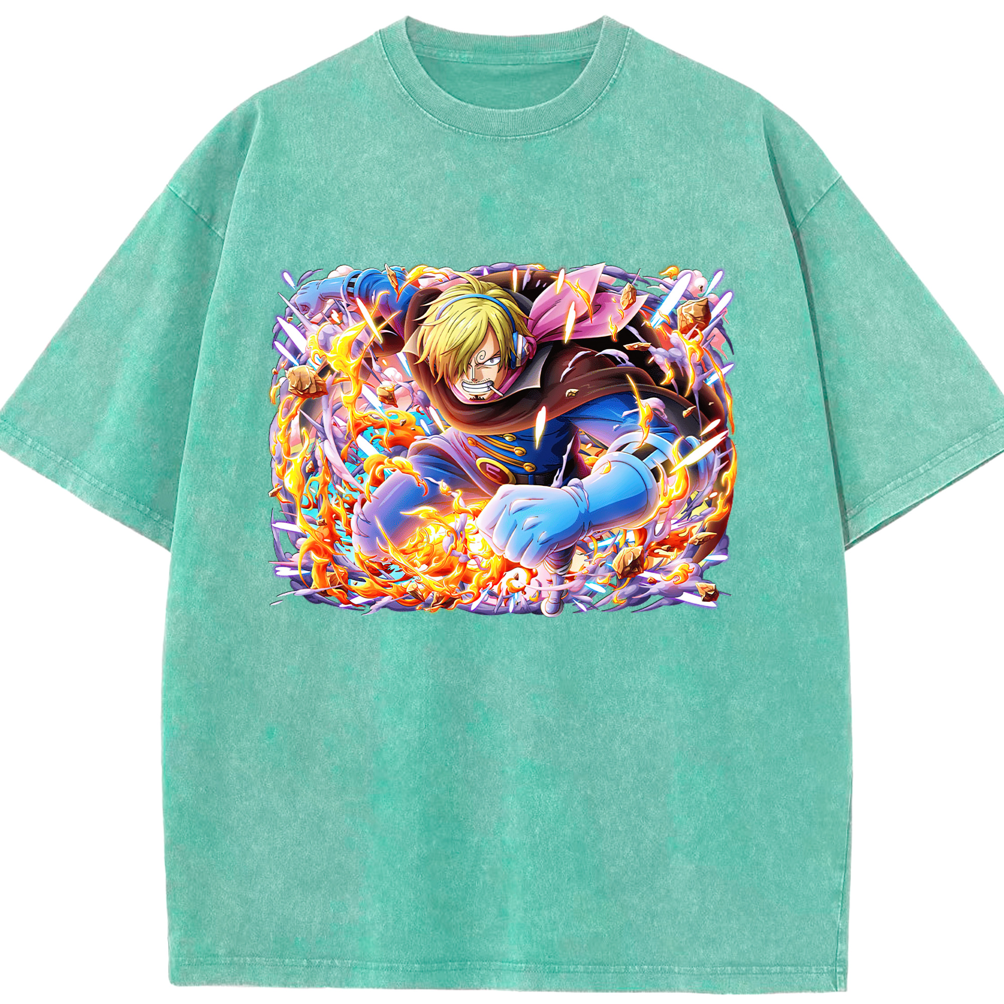 ワンピース サンジ ONE PIECE Sanji 綿100% ヴィンテージ風 半袖Tシャツ（フロントプリント）